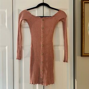 Fashion Nova Women’s Sz XS Ribbed Textured Stretchy Mini Pink Cocktail Dress